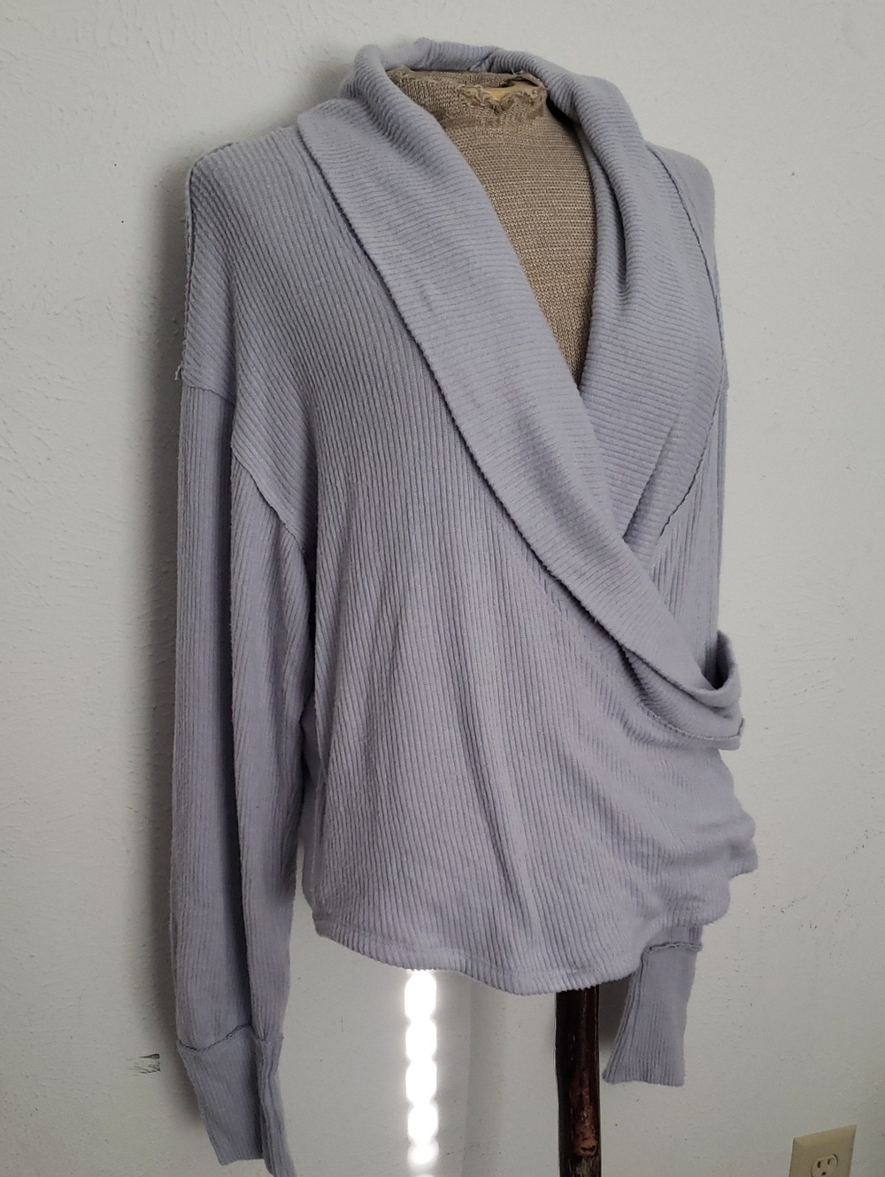 Free People JUICY FAUX COWL Neck Split Draped Lavender Top Sz XL NWT